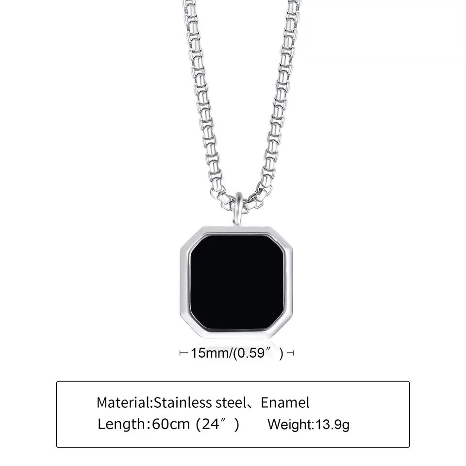 Pendentif Carré Onyx Doré