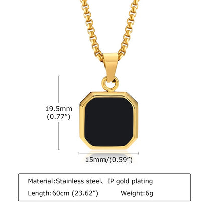 Pendentif Carré Onyx Doré